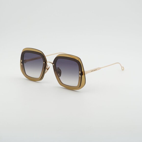 Isabel Marant IM 0047/S 0DYG 9O Sunglasses Yellow Geometric Frame, Smoke Lenses main image 9
